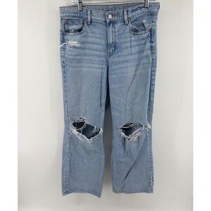 American Eagle Stovepipe Jeans Womens 8 Short Light Wash Distressed Ripped